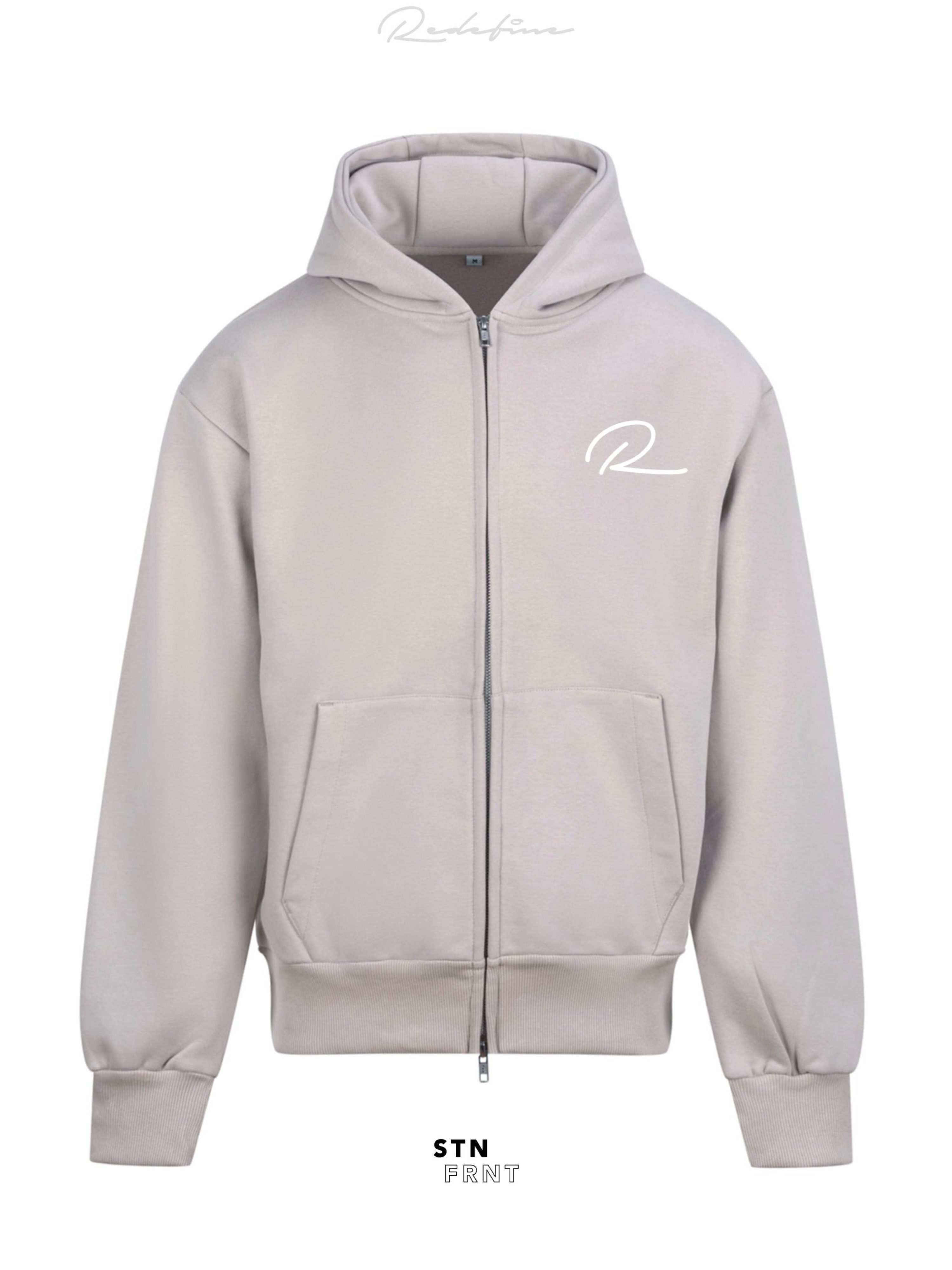 Crest Hoodie Front - Stone